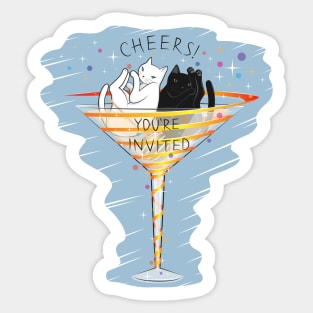 Cheers! Welcome to Martini Cats Party Sticker